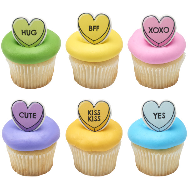 Candy Hearts Cupcake Rings