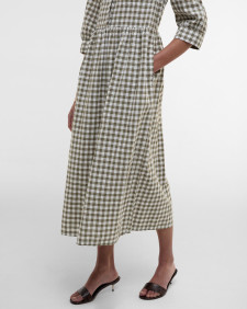 Adele Gingham Midi Dress Dusky Green Check