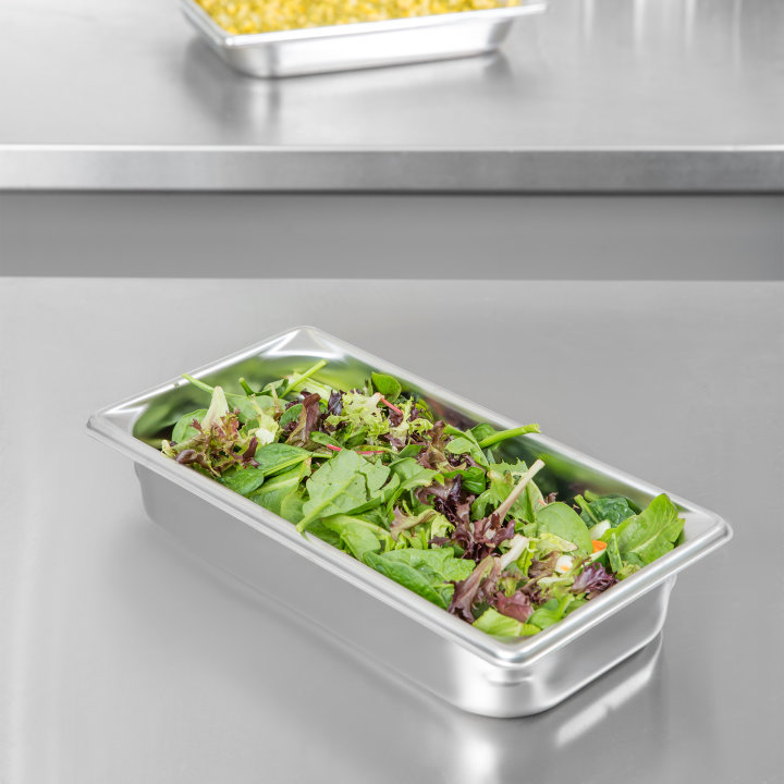 Third-size 2 ½-inch-deep Super Pan V® stainless steel steam table pan
