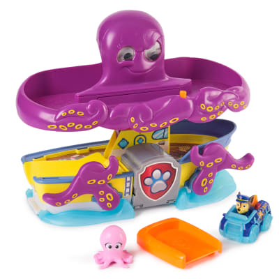 PAW Patrol Pup Squad Octopus Rescue Playset, 2.5-Inch Chase Toy Car & Baby Octopus Figure, Pretend Play Kids Toys for Boys & Girls Ages 3 and Up