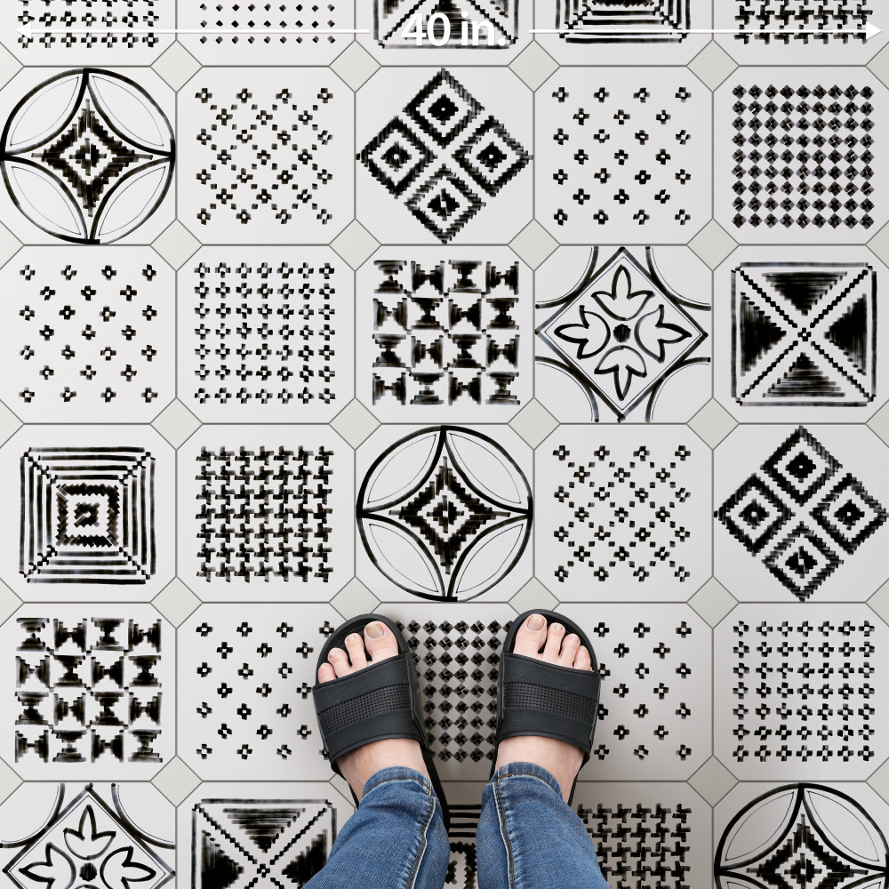 Vaudeville Octagon Deco Sombra 7-7/8 in. x 7-7/8 in. Porcelain Floor and Wall Tile