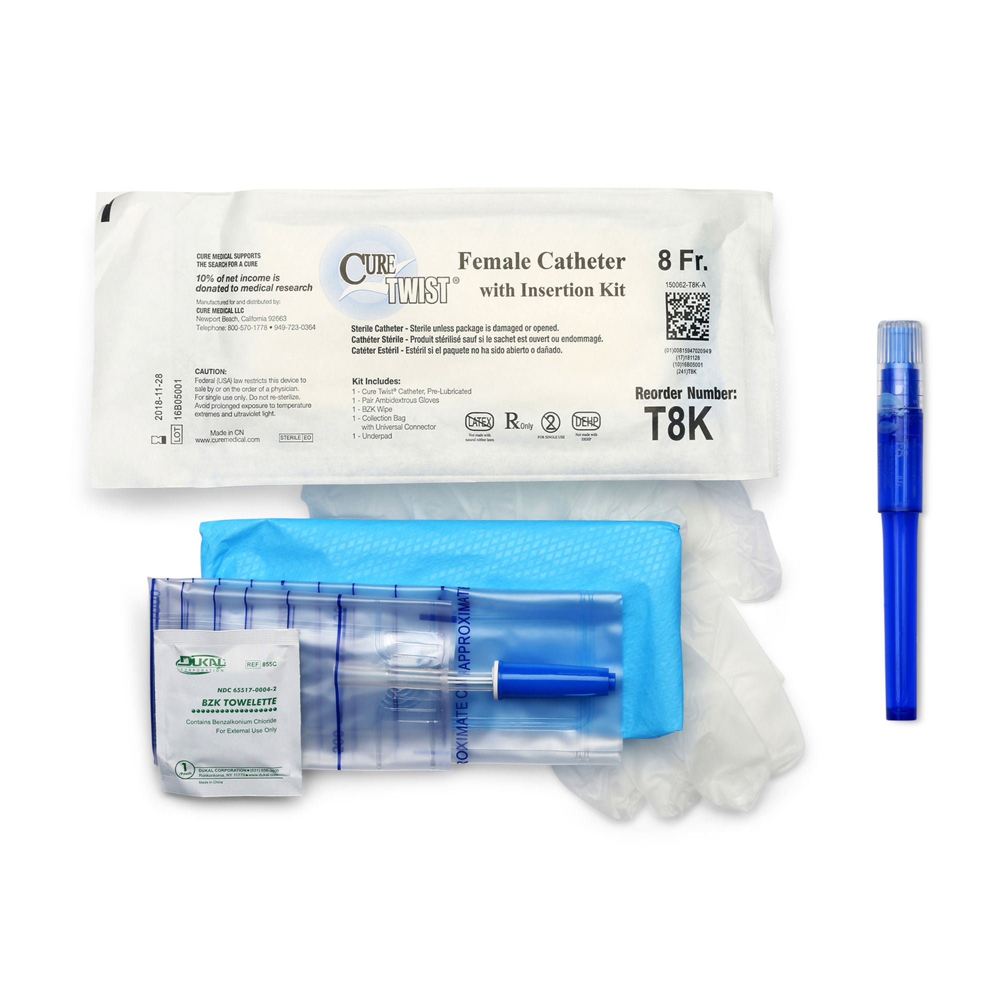 Cure Twist® Intermittent Catheter Kit, 8 Fr.