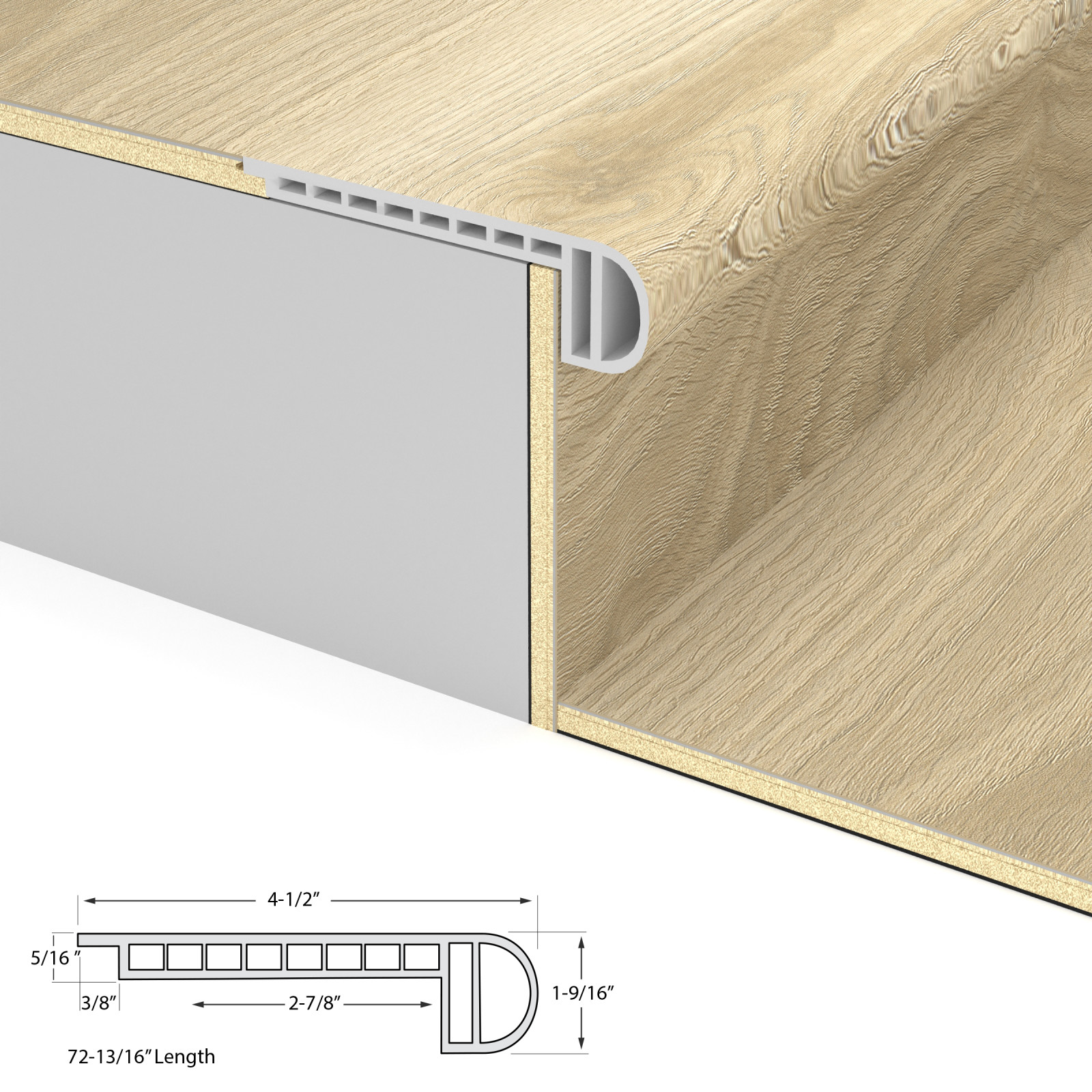 Sawdust Stroll Laguna Vinyl Stair Nosing Flush view 4