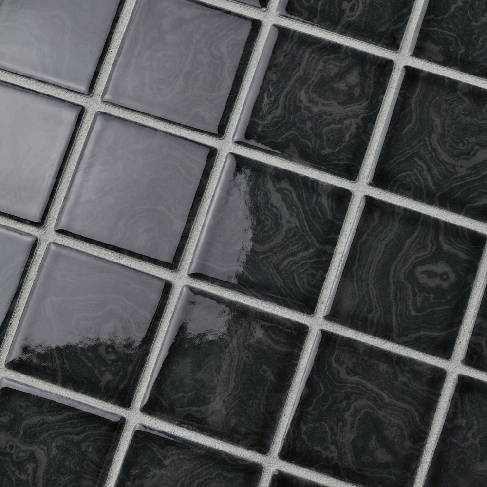 Resort Storm Black 12 in. x 12 in. Porcelain Mosaic Tile