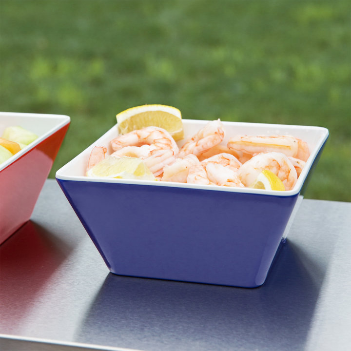 Medium square melamine cubic display bowl in blue