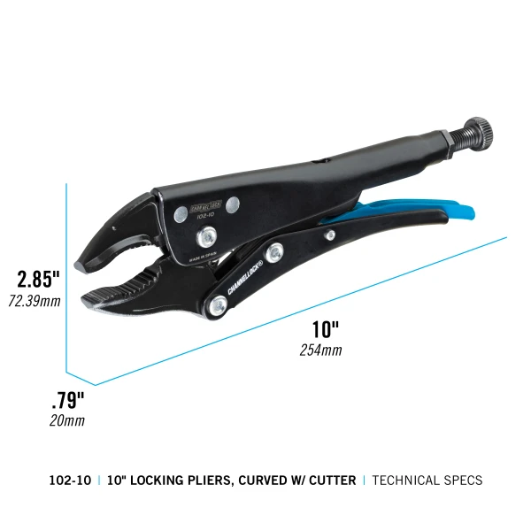 102-10 10-inch Curved Jaw Locking Pliers w/ Cutter