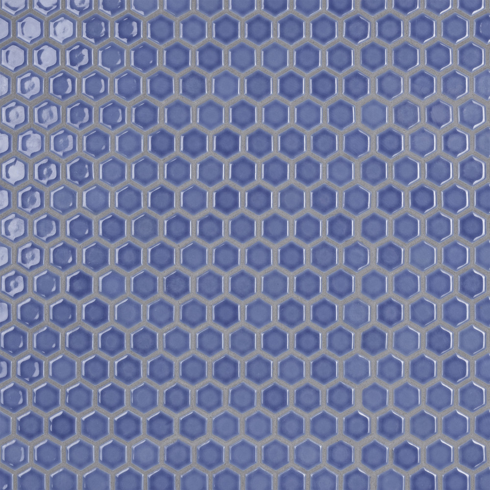 Tribeca 1″ Hex Glossy Periwinkle 10-1/4 in. x 11-7/8 in. Porcelain Mosaic Tile