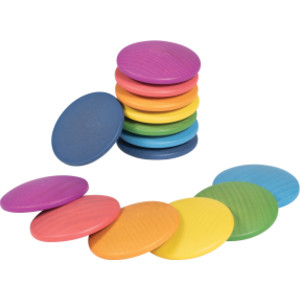 Rainbow Wooden Discs - Set of 14
