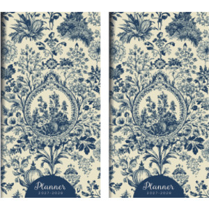 2027-2028 Blue Toile Small Monthly Pocket Planner, 2-Pack