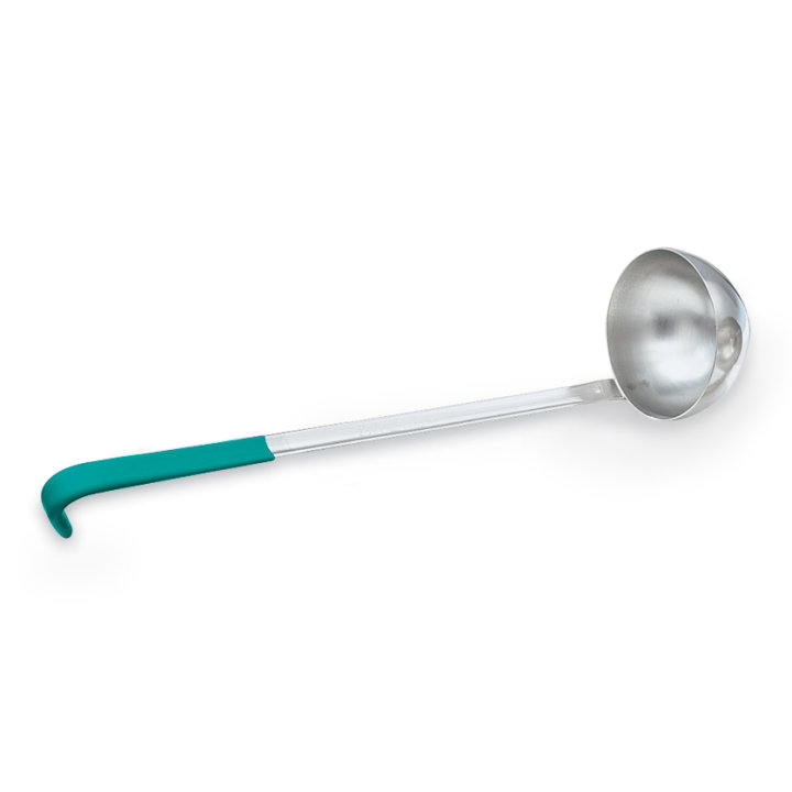 6-ounce two-piece stainless steel ladle with Kool-Touch® handle in teal