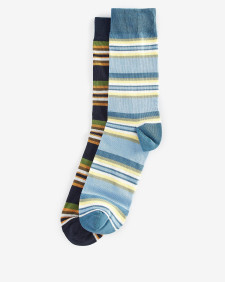Summer Stripe 2 Pack Socks Navy-Sky Blue