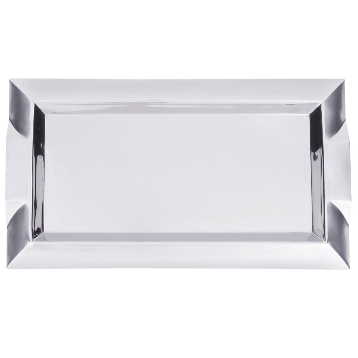 Large rectangular stainless steel serving tray