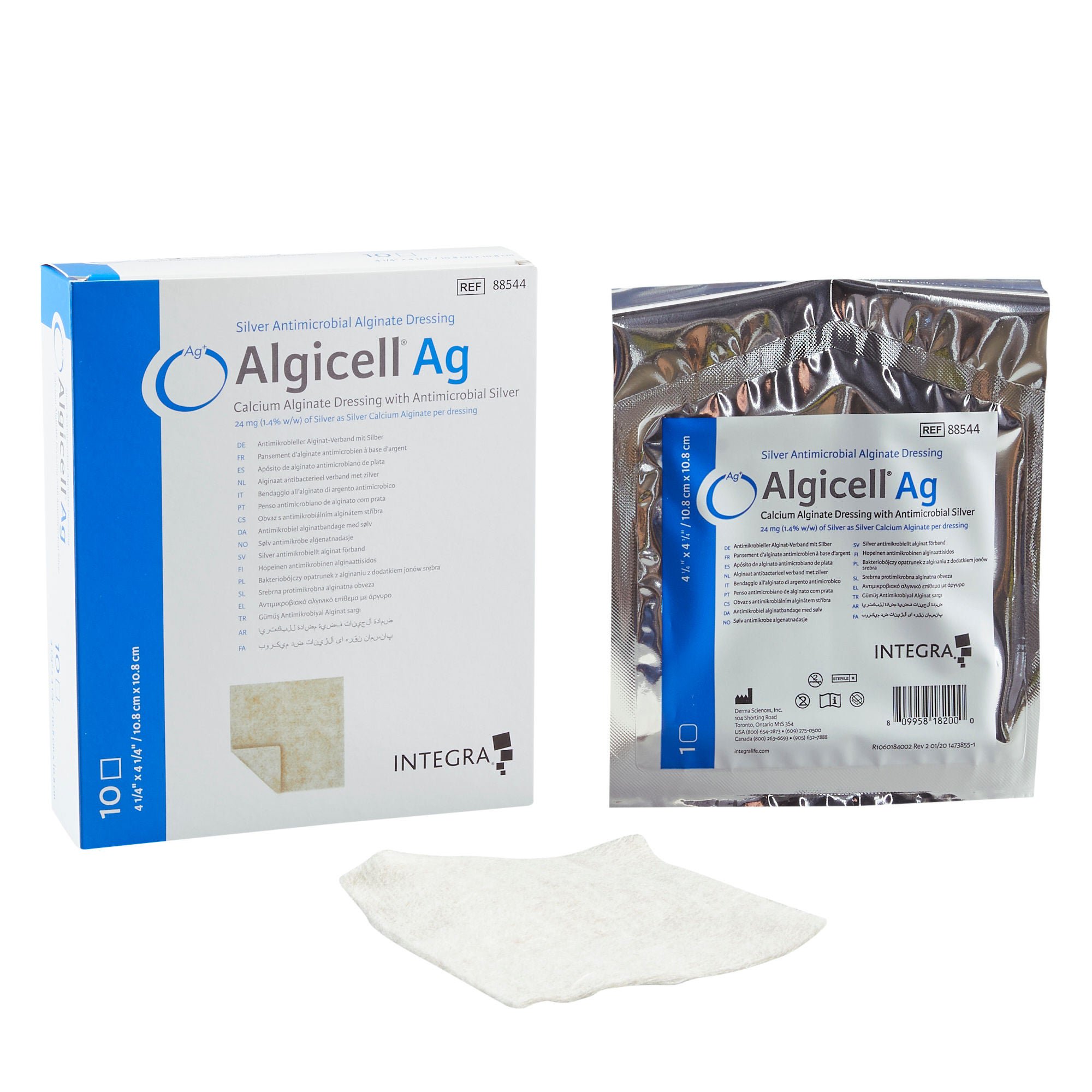 Algicell® Ag Calcium Alginate Dressing with Silver, 4¼ x 4¼ Inch