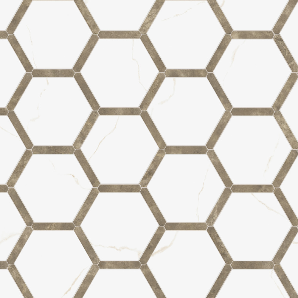 Marcotto Panal Calacatta Gold with Terra Picket 8-5/8 in. x 9-7/8 in. Porcelain Floor and Wall Tile