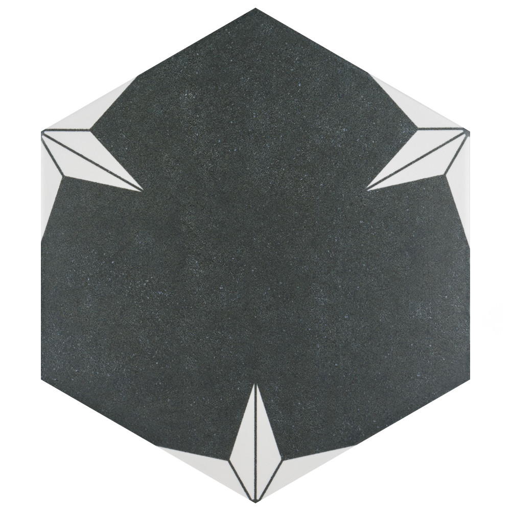 Stella Hex Night 8-5/8 in. x 9-7/8 in. Porcelain Floor and Wall Tile