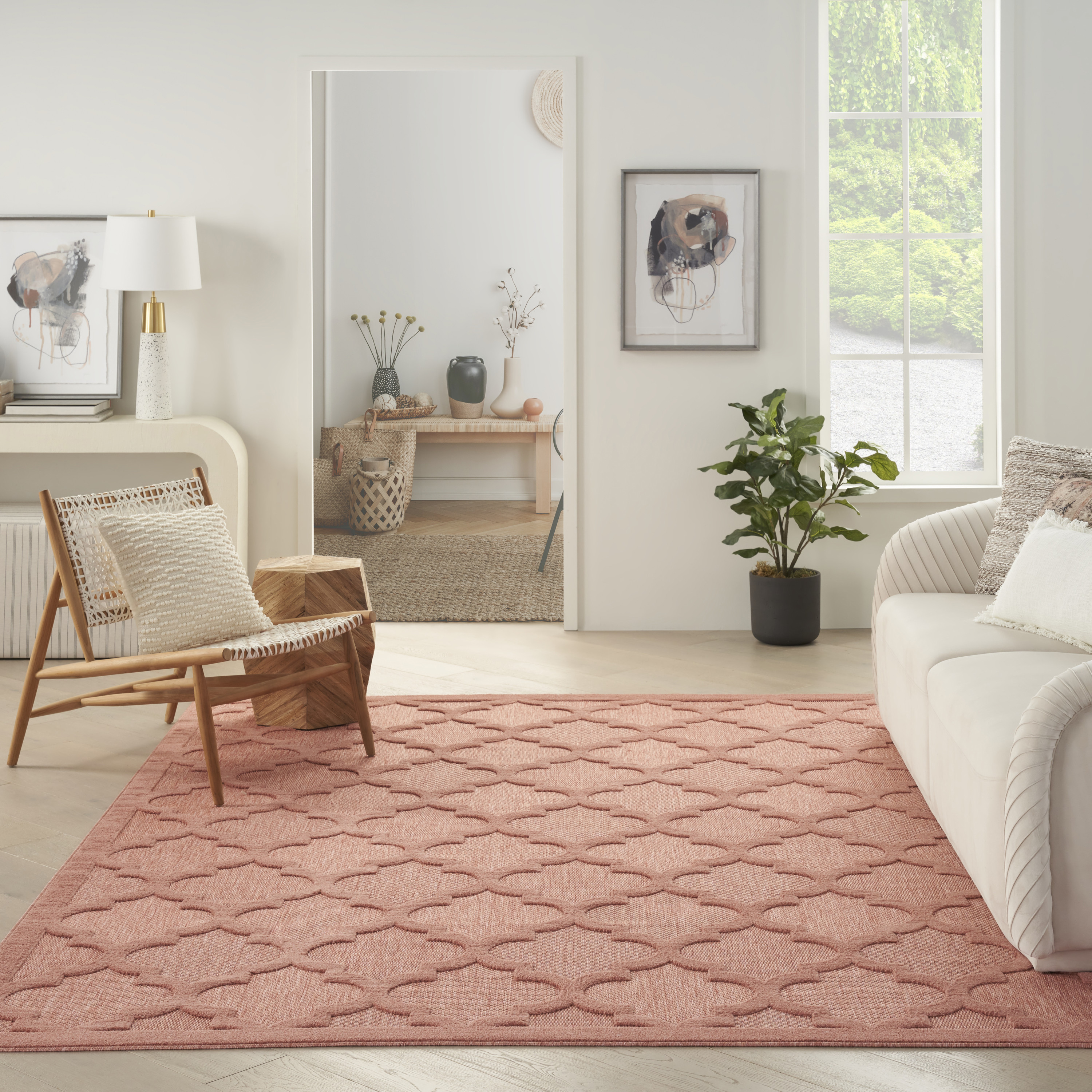 Nourison Easy Care 7' x 10' Coral Orange Modern Rug