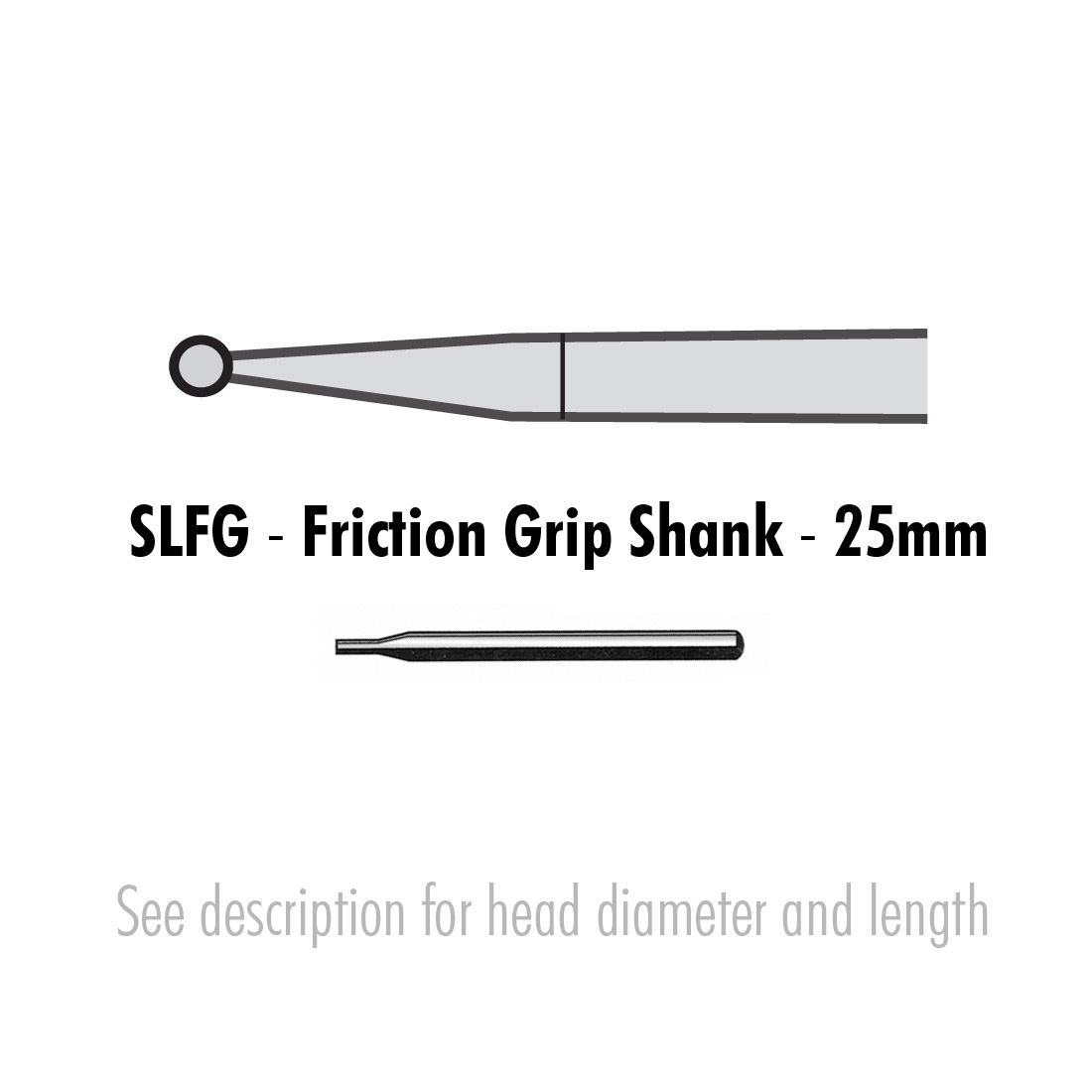 Carbide Bur, #1 Round, Friction Grip Surgical Length (25mm), Non-Sterile - 5/Box