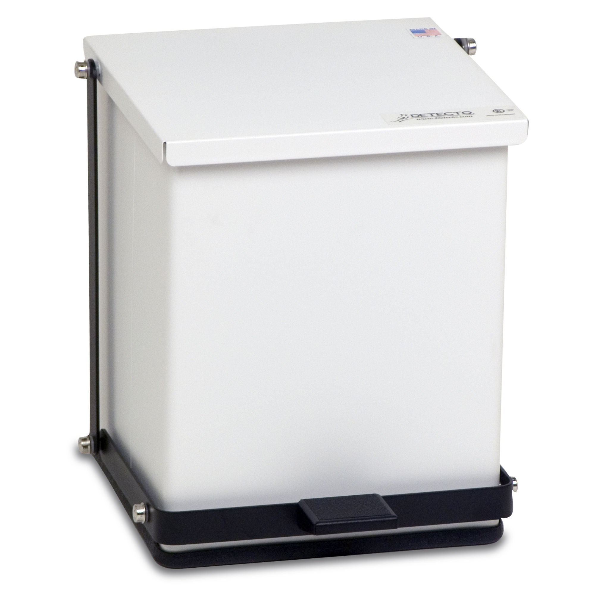 Trash Can Detecto® 16 Quart / 4 gal. White Stainless Steel Square