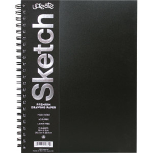 Poly Cover Sketch Book, Heavyweight, 12" x 9", 75 Sheets