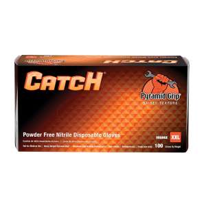 Hospeco, Catch, General Purpose Gloves, Nitrile, 9, Powder Free, XXL, Orange