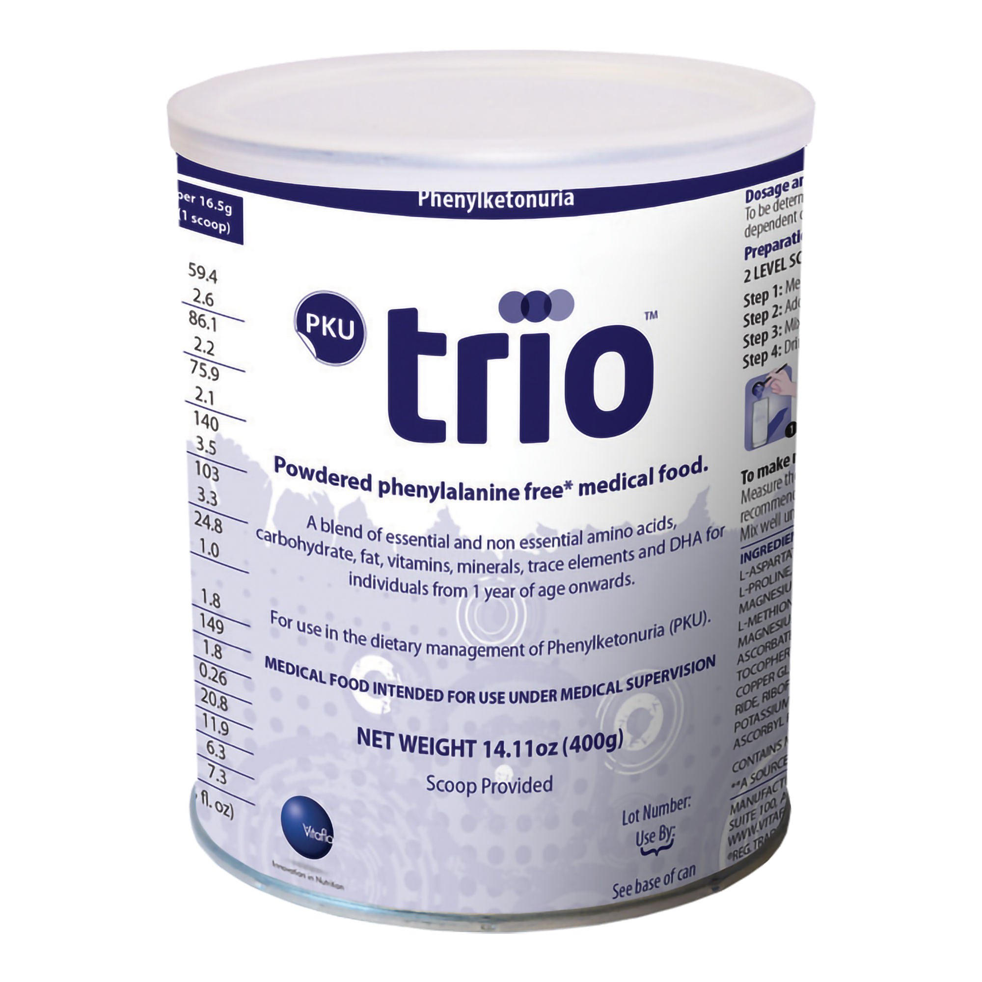 PKU trio™ Powdered Phenylalanine-Free Medical Food, Vanilla Flavor