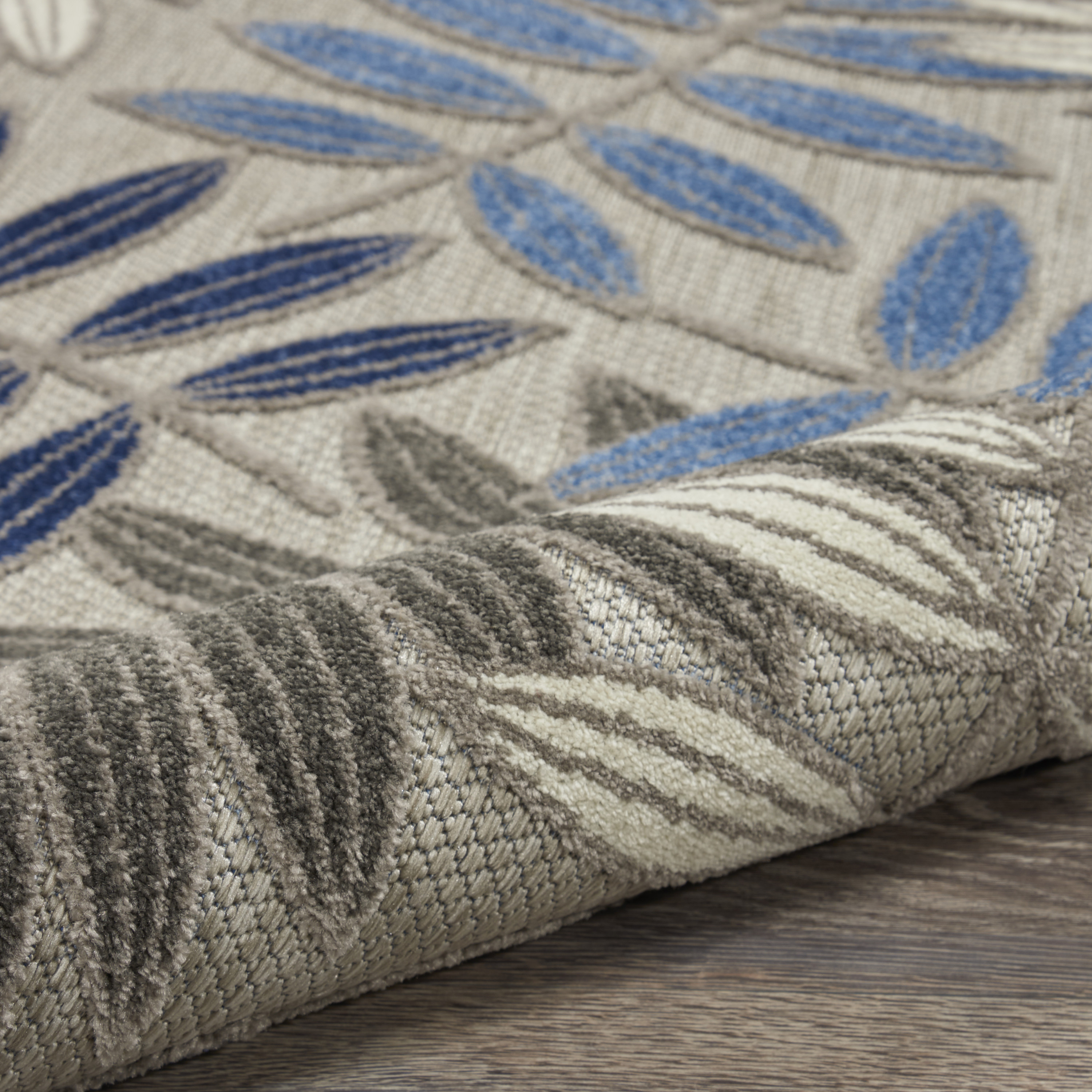 Nourison Aloha 6' x 9' Grey Blue Tropical Rug