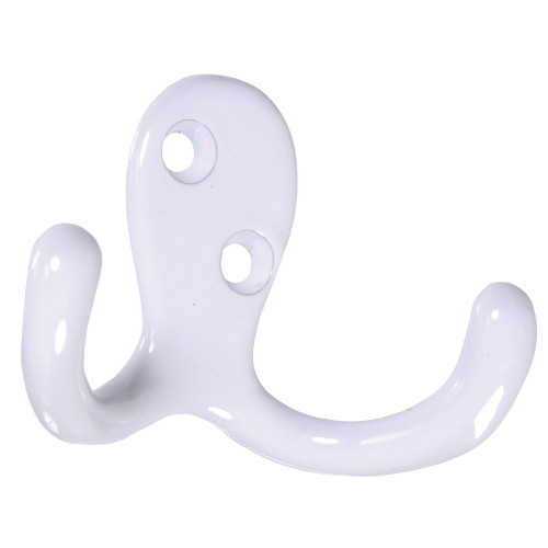 Hardware Essentials Double Clothes Hook White 2 Pack (Poly-bag)