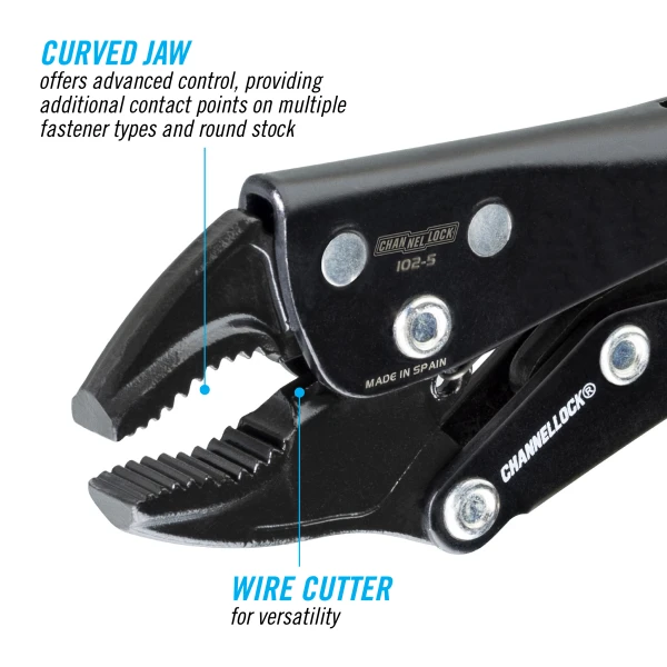 102-5 5-inch Curved Jaw Locking Pliers w/ Cutter