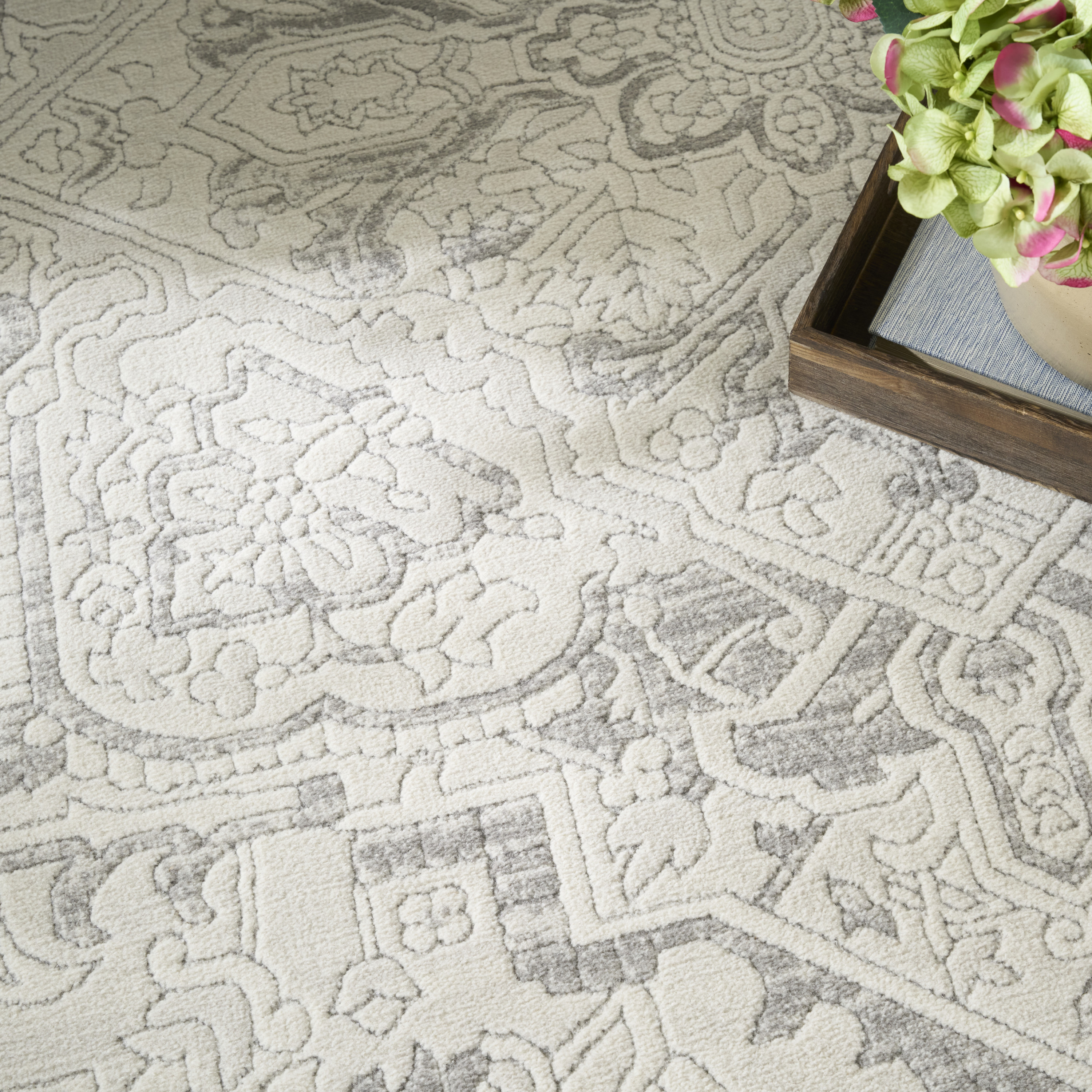 Nourison Grace 7'10" x 9'10" Grey Vintage Indoor Rug