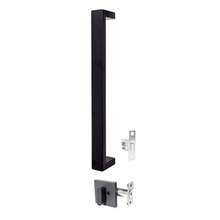 Oblong 450mm Pull Handle Entrance Set with Deadbolt in Matte Black