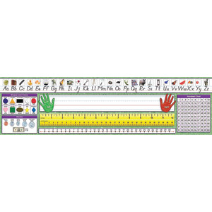 Modern Manuscript Primary Desk Plates, 19" x 5", Pack of 36