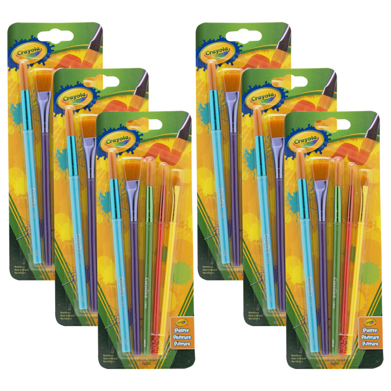 Arts & Crafts Brushes, 5 Per Set, 6 Sets