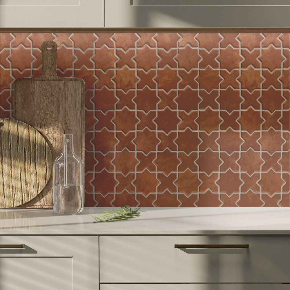 Sentier des cotto 2″ Star Cross 11-7/8 in. x 11-7/8 in. Porcelain Mosaic Tile