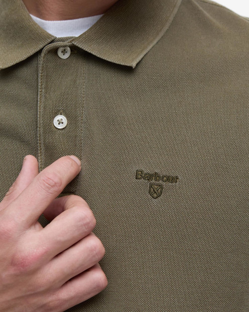 Washed-Out Sports Polo Shirt Light Sage