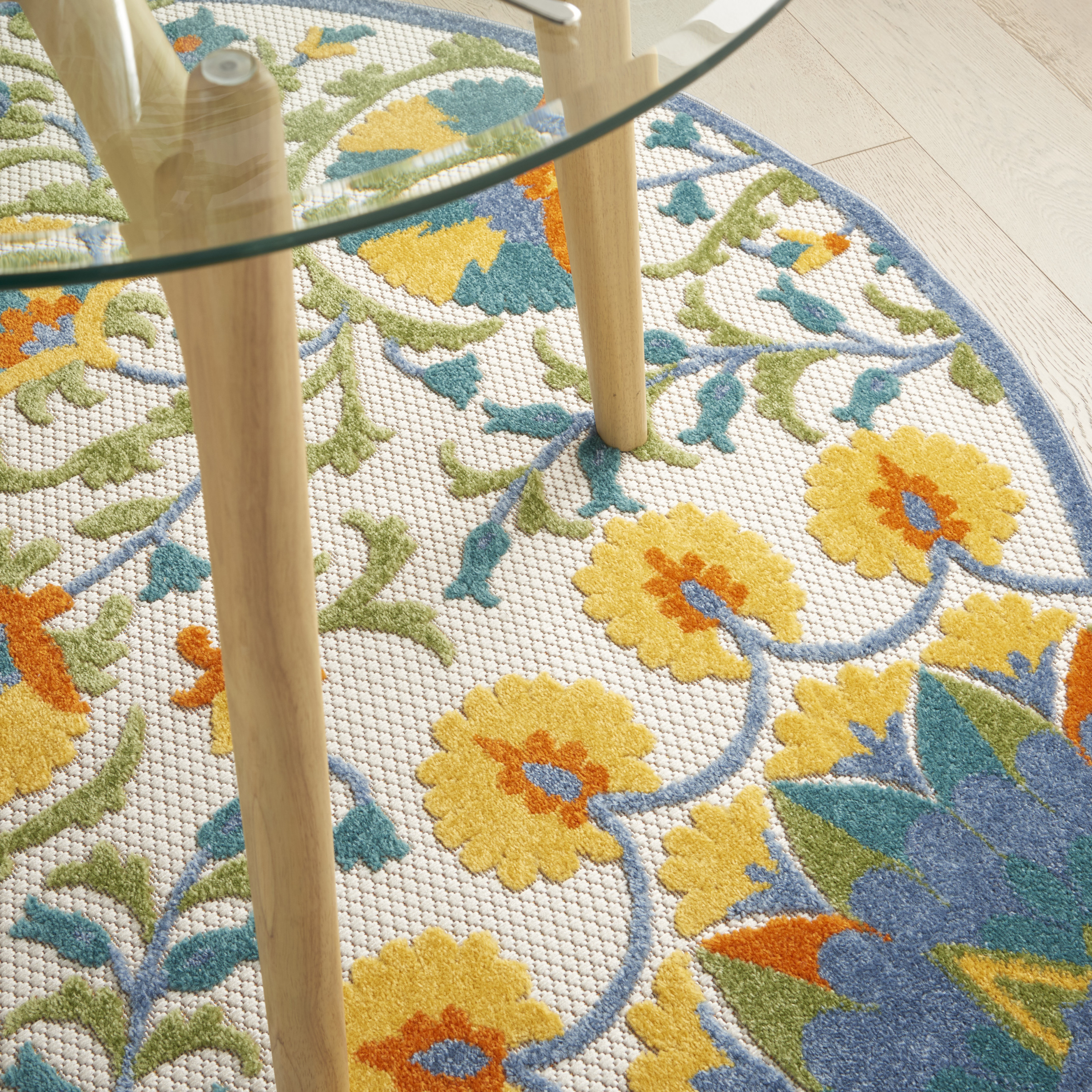 Nourison Aloha 4' x Round Multicolor Transitional Rug