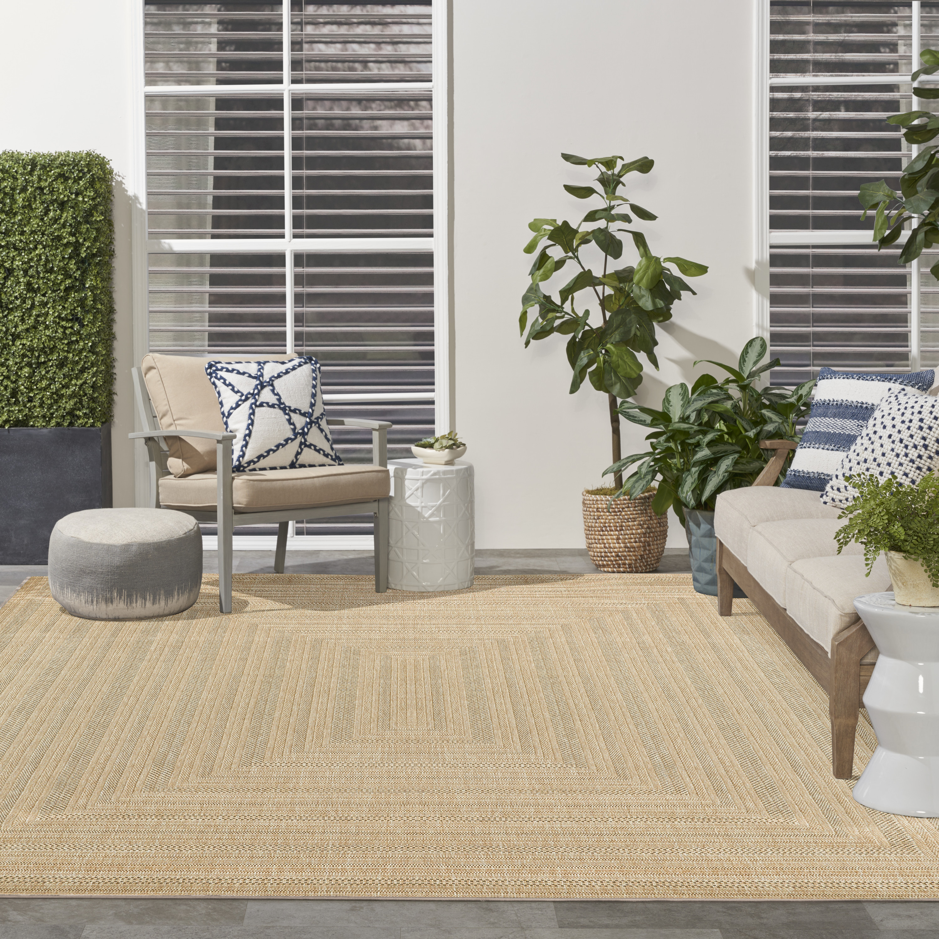 Nourison Tulum 8' x 10' Taupe Grey Outdoor Rug