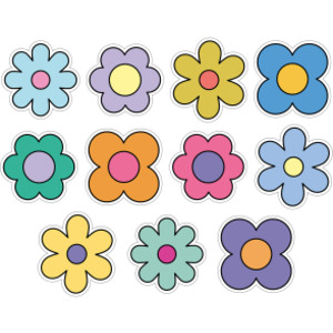 Happily Ever Elementary Retro Remix Flowers Cutouts, Pack of 36