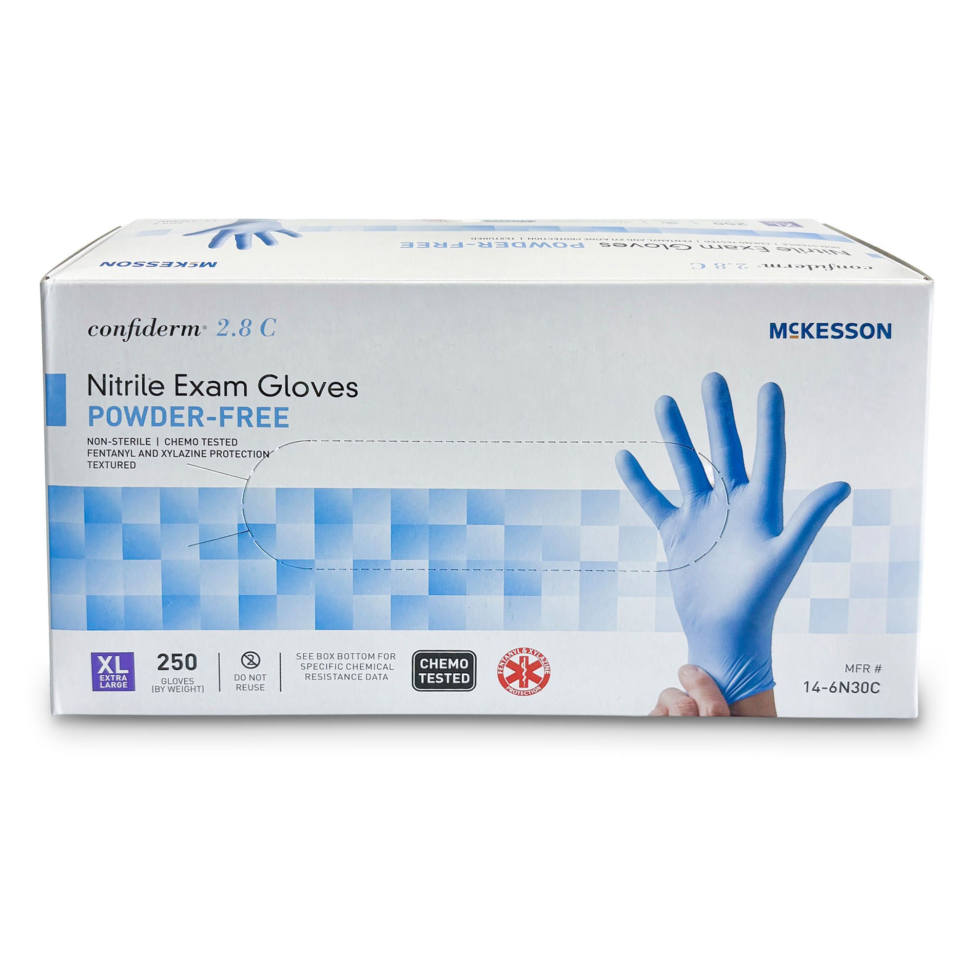 McKesson Brand GLOVE, EXAM NITRL CONFIDERM N/S XLG 2.8C (250/BX 10BX/CS)