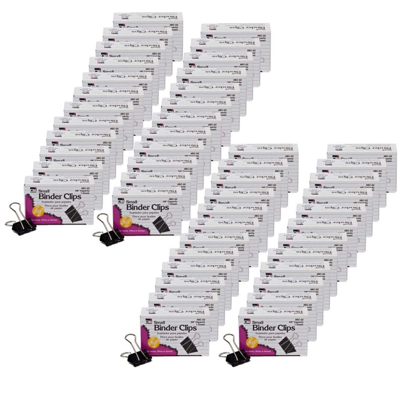 Binder+Clips%2C+Small%2C+3%2F8%22+Capacity%2C+Black%2C+12+Per+Box%2C+48+Boxes