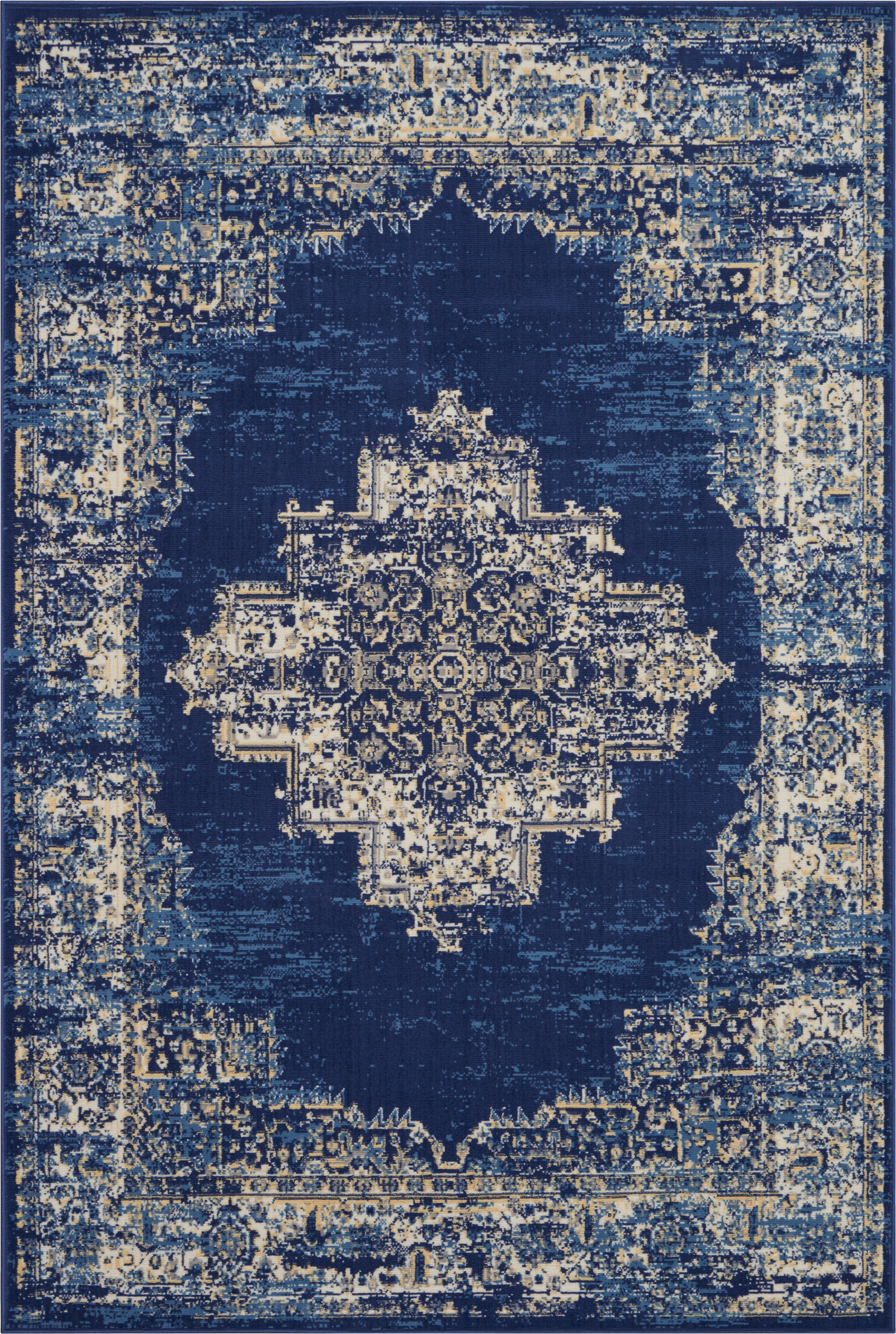 Nourison Grafix 6' x 9' Navy Blue Vintage Indoor Rug
