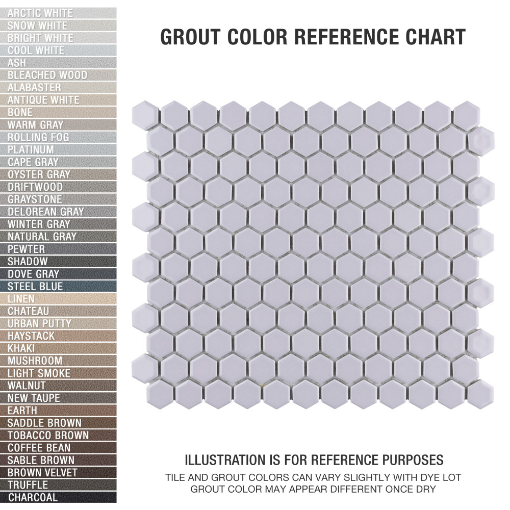 Sample – Metro 1″ Hex Glossy Lavender Porcelain Mosaic Tile