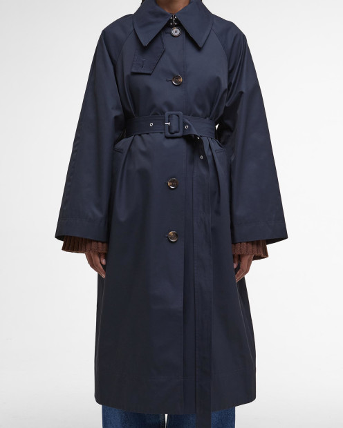 Robyn Showerproof Trench Coat Dark Navy/Hessian Tartan