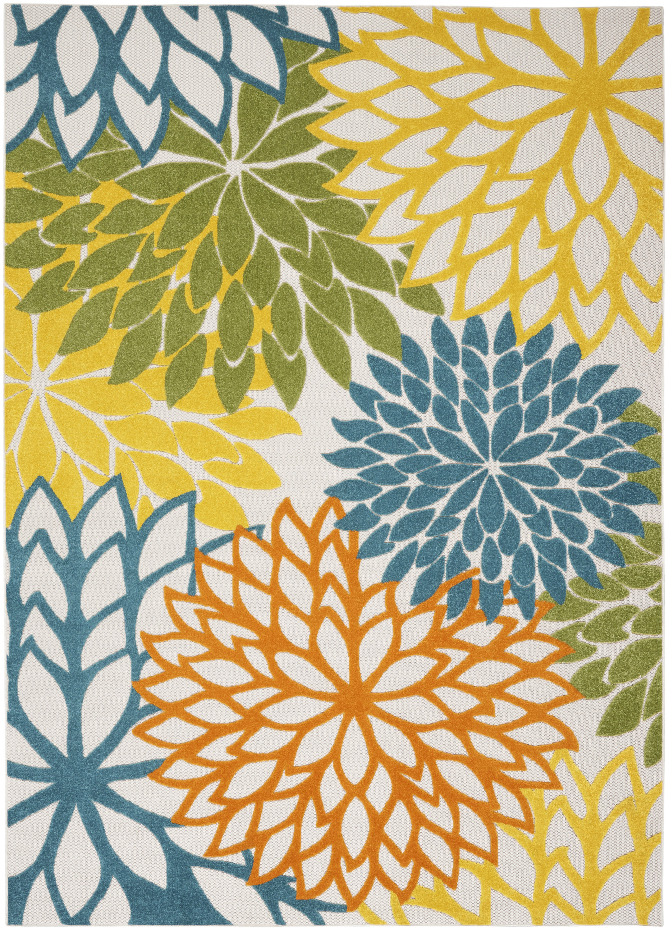 Nourison Aloha 7' x 10' Turquoise Multicolor Tropical Rug