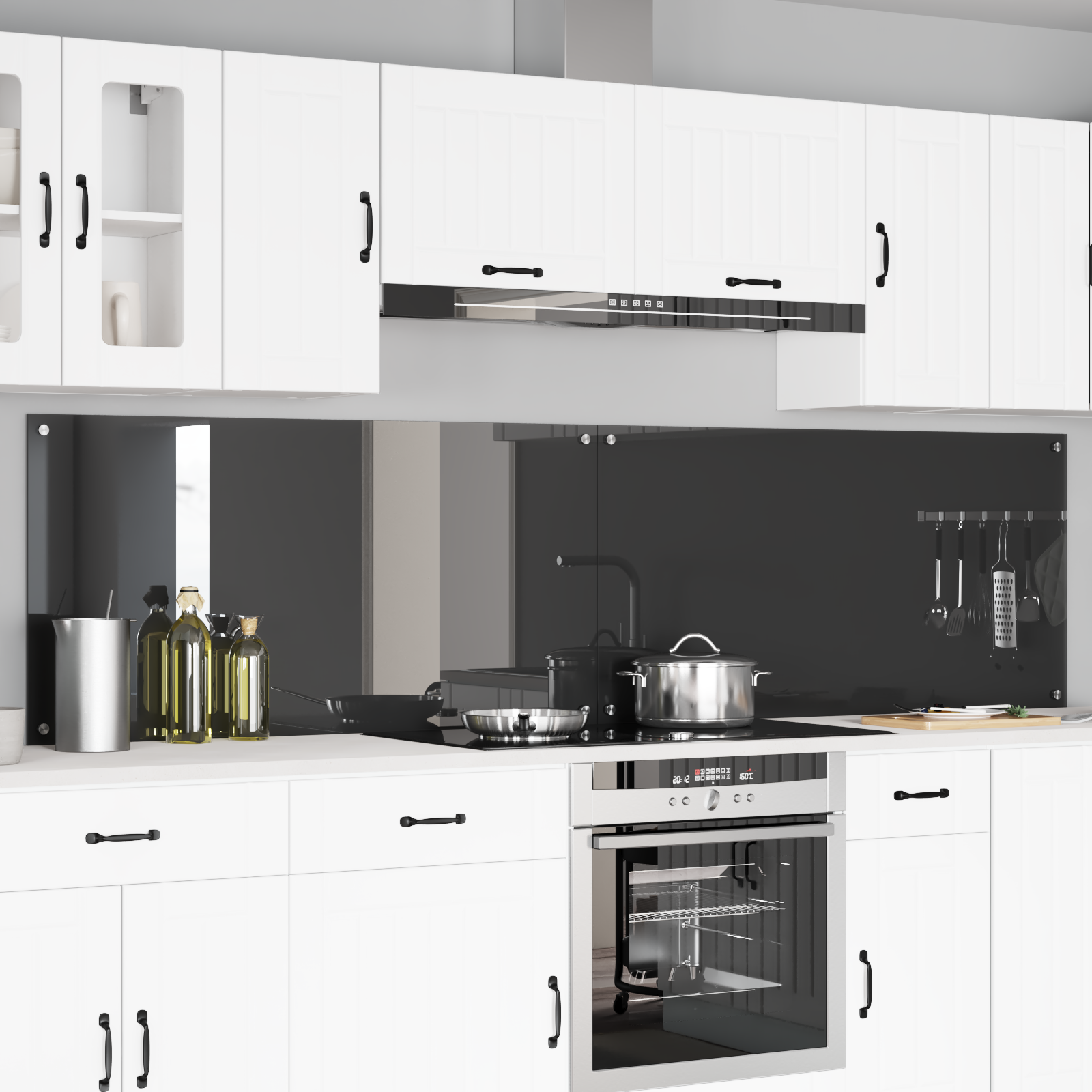 Keukenachterwand 2 pcs Donkergrijs 120 x 60 cm gehard glas image 2