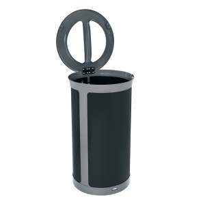 Rubbermaid Commercial, Enhance, Dual Stream, 33 gal, Metal, Black, Round, Receptacle