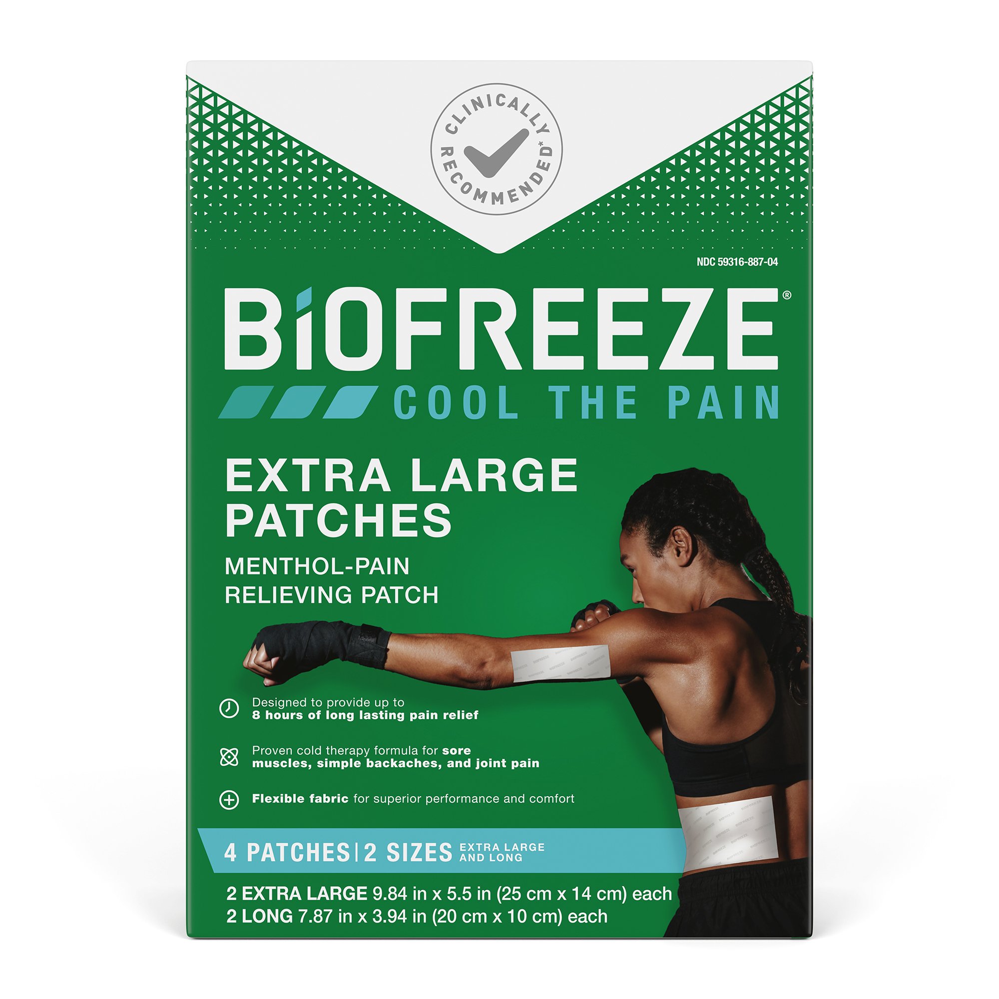 Biofreeze® Menthol Pain Relieving, 2 25x14 cm Patches, 2 20x10 cm Patches