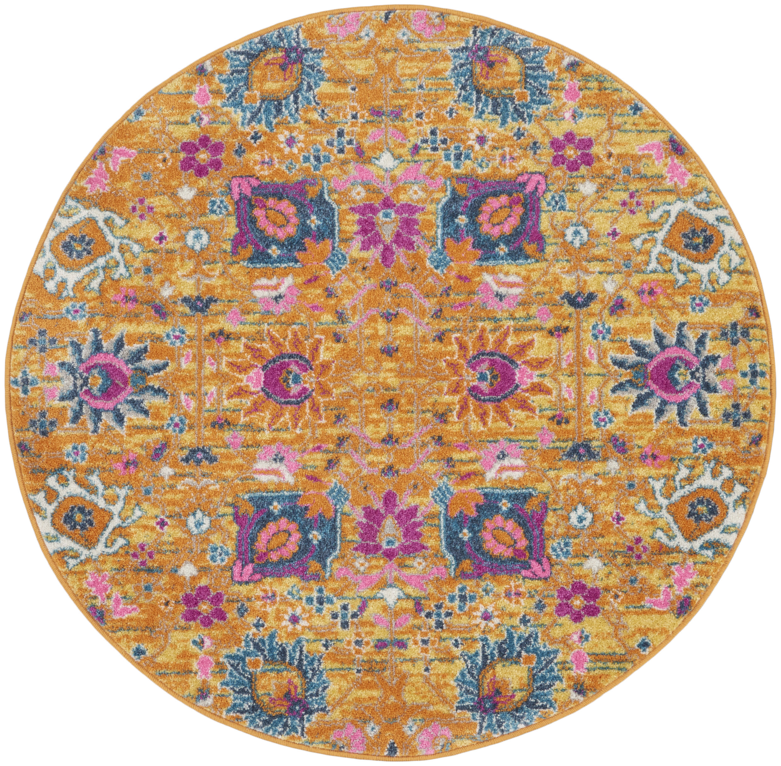 Nourison Passion 4' x Round Sunburst Bohemian Indoor Rug