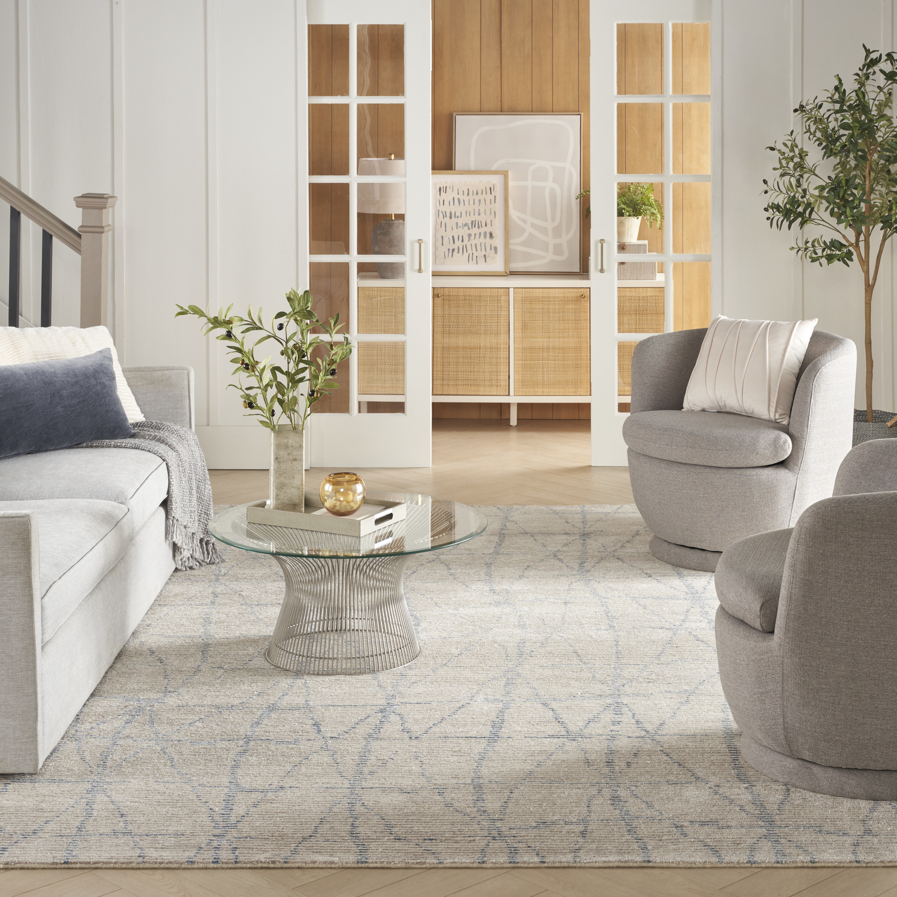 Nourison Ellora 8'6" x 11'6" Sky Scandinavian Indoor Rug