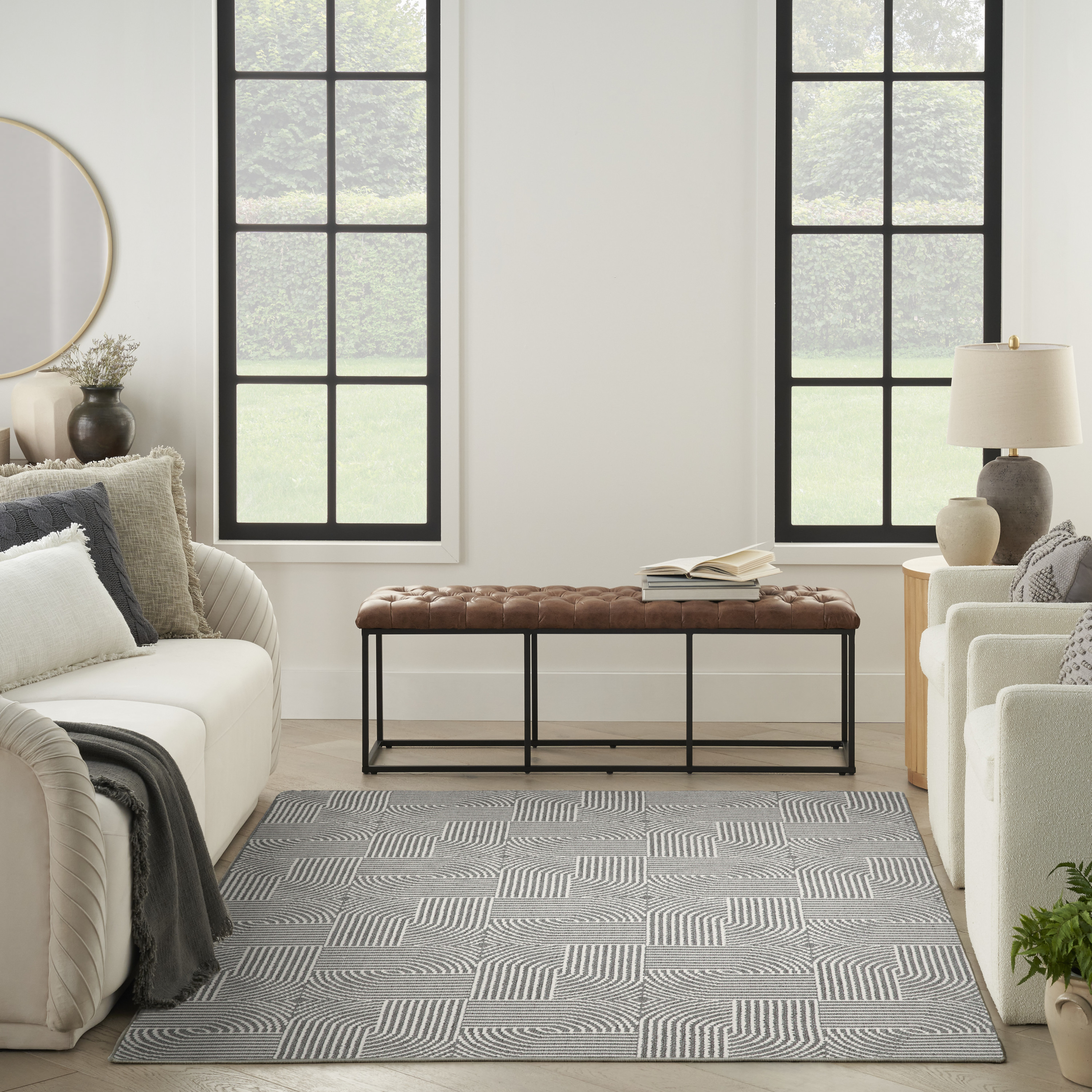 Nourison Natural Texture 7'10" x 9'10" Charcoal Ivory Modern Indoor Rug