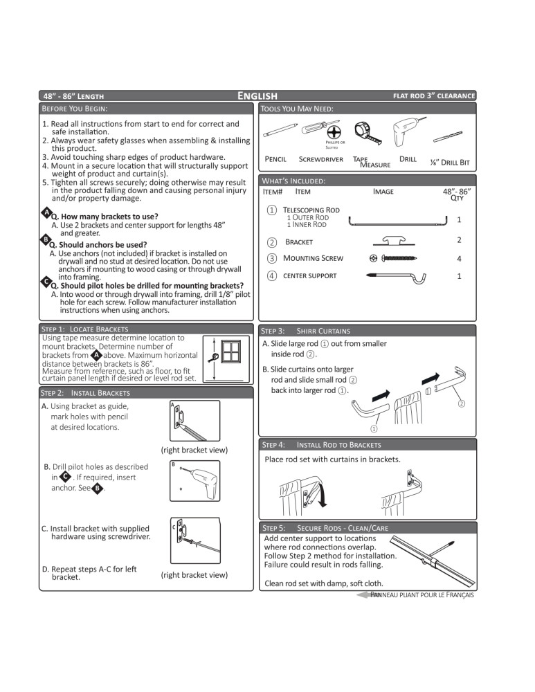 Mainstays 4886 in. Basic Adjustable Curtain Rod, 3 in. Clearance
